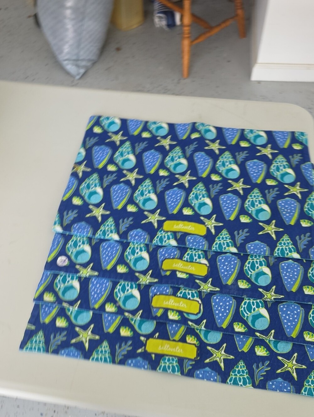 Saltwater Navy Seashell Rectangle Placmats
